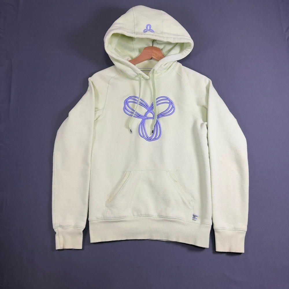 TNA Graphic Pullover Hoodie Light Green Blue Logo Women's XS Cotton Blend
